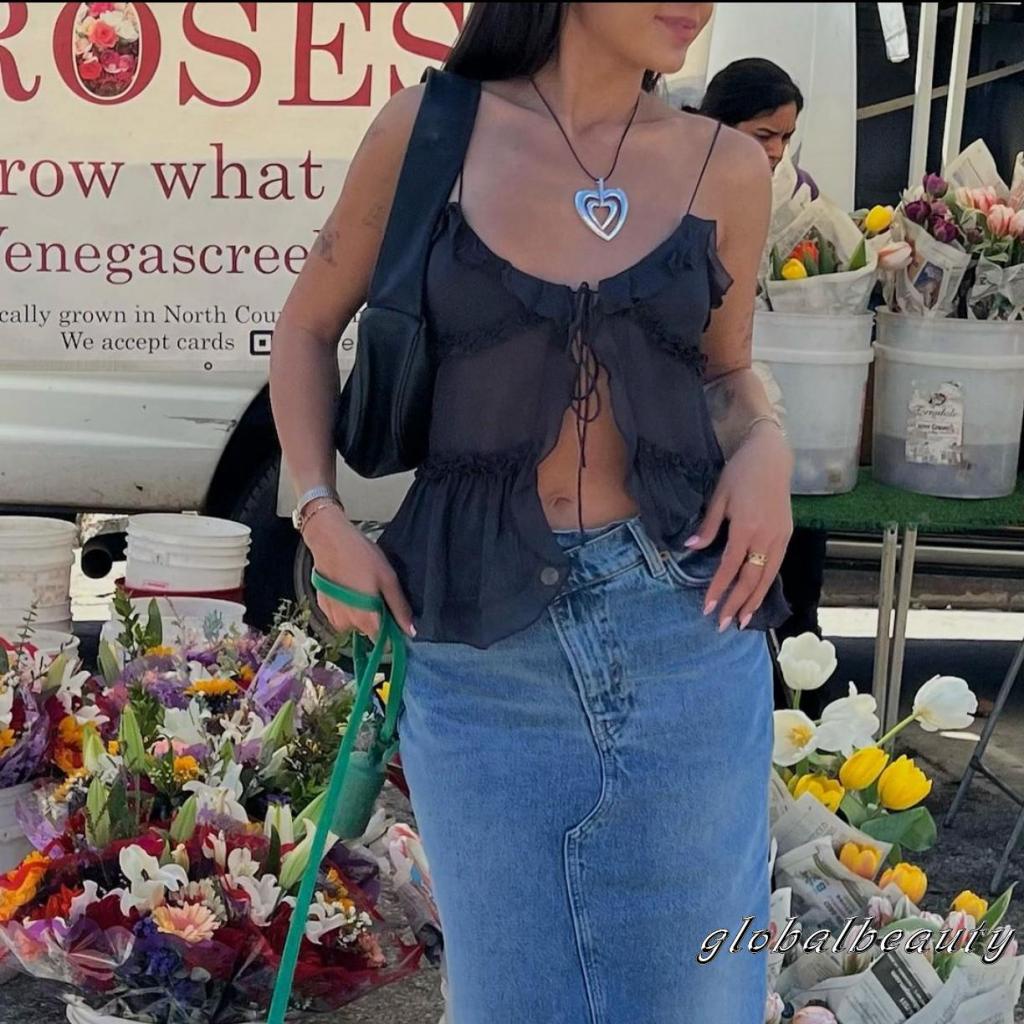 Áo Hai Dây Cổ Chữ V Màu Sắc Thời Trang Mùa Hè Gợi Cảm Cho Nữ