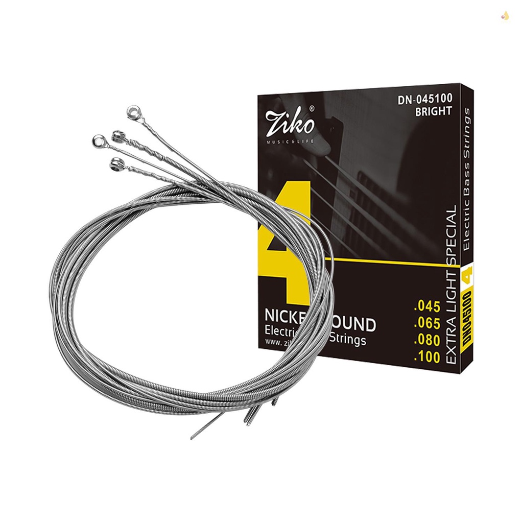 Bộ 4 Dây Đàn Bằng Hợp Kim Niken Hình Lục Giác Chống Mòn Độ Sáng (. 045-.100)