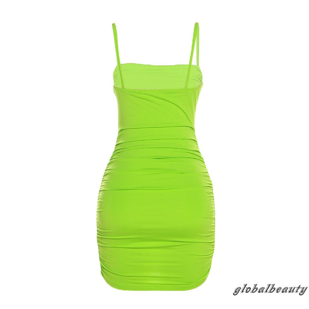 Đầm Hai Dây Ngắn Ôm Dáng Màu Xanh Lá Thời Trang Mùa Hè Cho Nữ