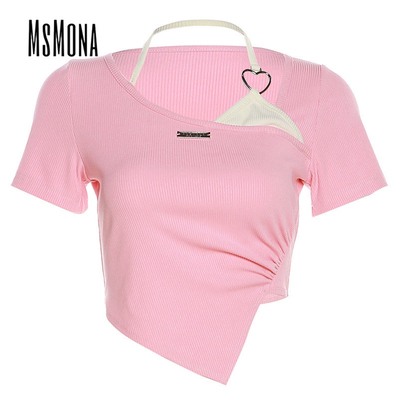 Áo Thun Tay Ngắn Cổ Tròn Màu Trơn Dáng Ôm Thời Trang 2023 Quyến Rũ Cho Nữ