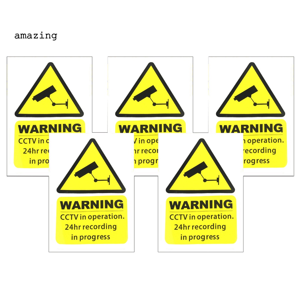 Set 5 Miếng Dán Hình Biển Báo CCTV Chống Nước 100Mmx150Mm Cho Xe Hơi