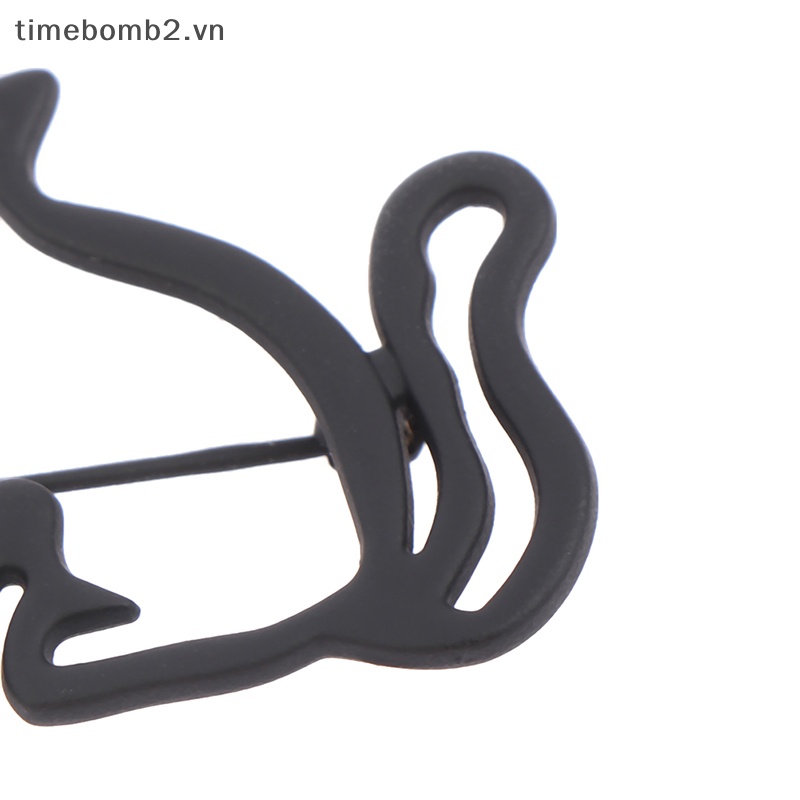 {Timebomb} Ghim Cài Áo Sweater / Khăn Choàng Hình Mèo Nhỏ Khoét Rỗng Dễ Thương Cá Tính Cho Nữ