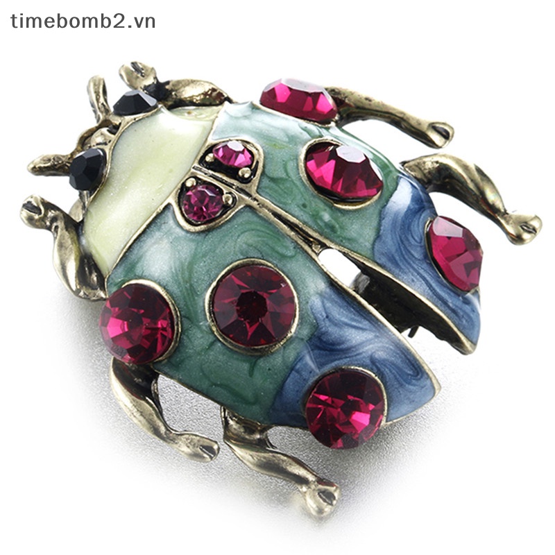 {Timebomb} Ghim Cài Áo Hình Bọ Rùa Đính Đá Pha Lê Trang Trí Quần Áo Đám Cưới.