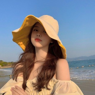 Feeeddi mũ xô nữ mũ chống nắng mùa xuân hè hai mặt che mặt chống tia cực tím mũ chống nắng vành lớn