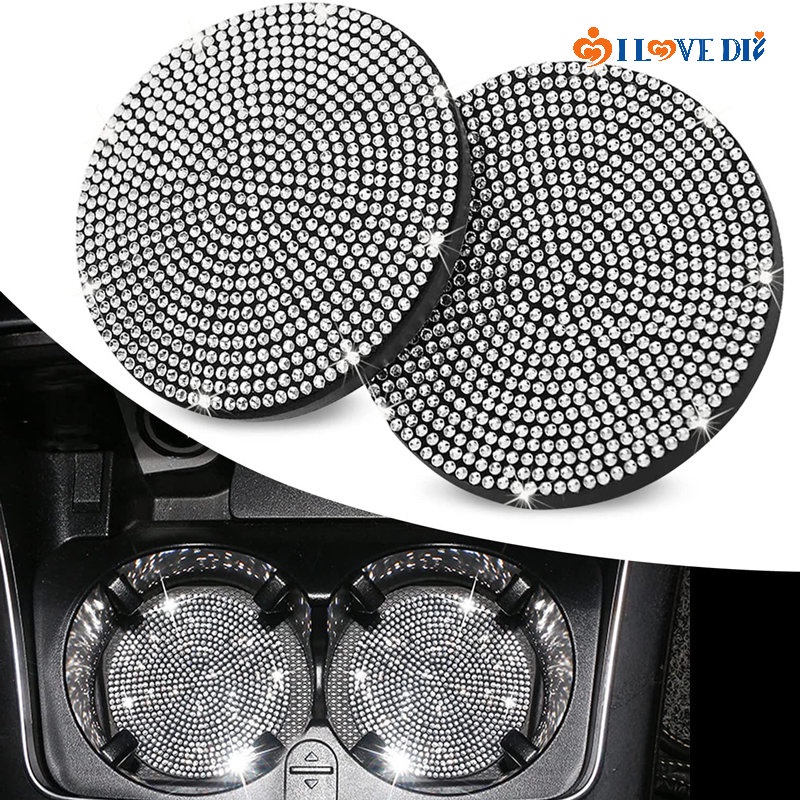 Đế Lót Ly Cách Nhiệt Chống Trượt Hình Tròn Đính Đá Toàn Diện Sáng Tạo Trang Trí Nội Thất Xe Hơi