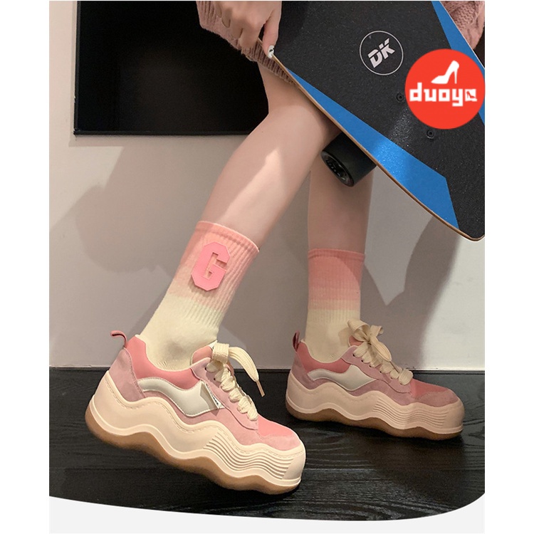 Duoya Factory Thẳng Hàng ~ [Hàng Có Sẵn] {} Giày Thể Thao Đế Dày Màu Cầu Vồng Ngựa Con ~ Giày Thể Thao Giản Dị Miễn Phí Vận Chuyển