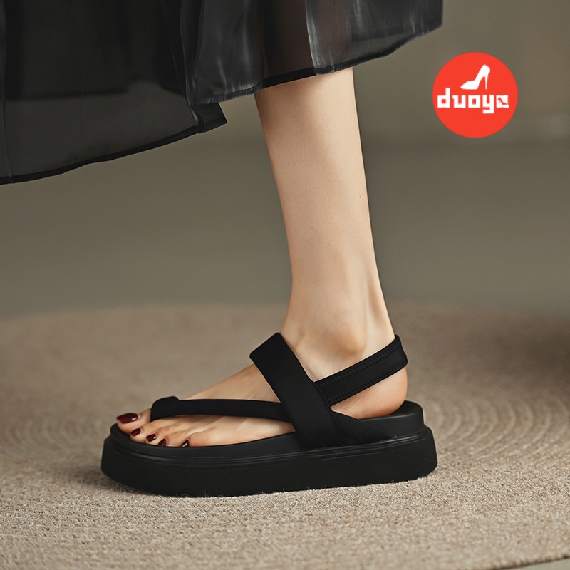 Duoya Tóc Thẳng ~ [Hàng Có Sẵn] Giày Sandal Đế Xuồng Dày Hở Ngón Thời Trang Cho Nữ Miễn Phí Vận Chuyển