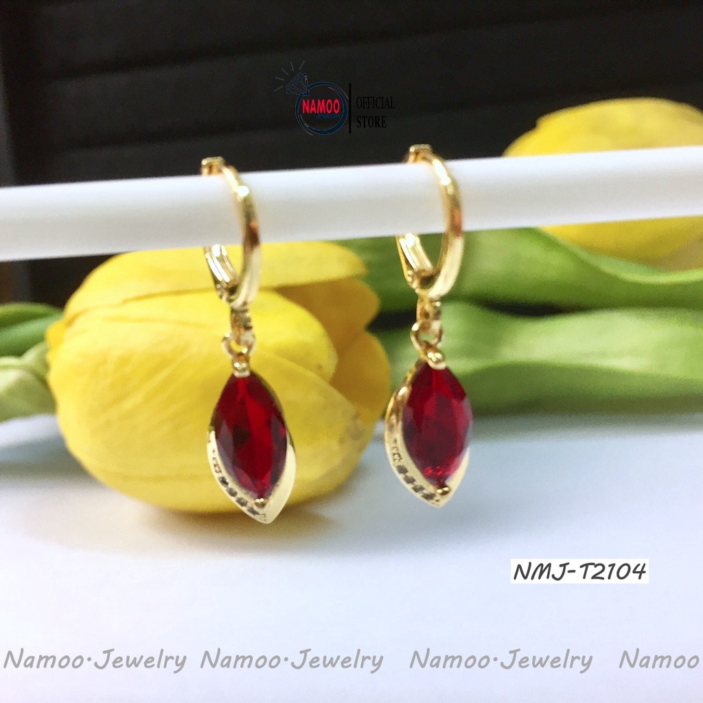 Bông Tai Đá Đỏ NMJ T2104 Cực Xinh Cho Chị em Đi Chơi, Đi Tiệc