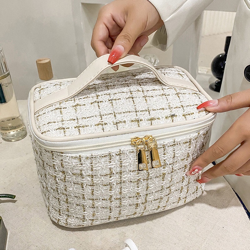 Túi Đựng Mỹ Phẩm BX100 Cỡ Lớn Thiết Kế Đan Len Độc Đáo Thời Trang