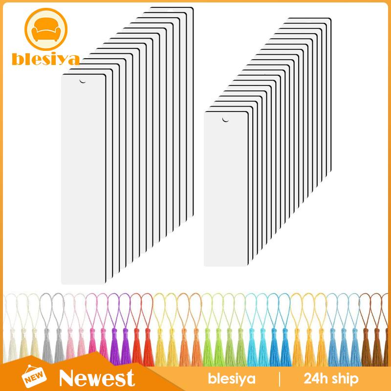 [Blesiya] Thẻ Đánh Dấu Trang Sách Màu Trắng Kèm Tua Rua DIY Làm Quà Tặng