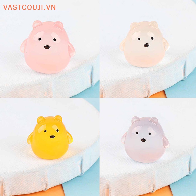 Bộ 2 Kẹp Tóc Hình Chú Gấu Nhỏ Bằng Nhựa Resin Phát Quang Độc Đáo Trang Trí Tiểu Cảnh DIY