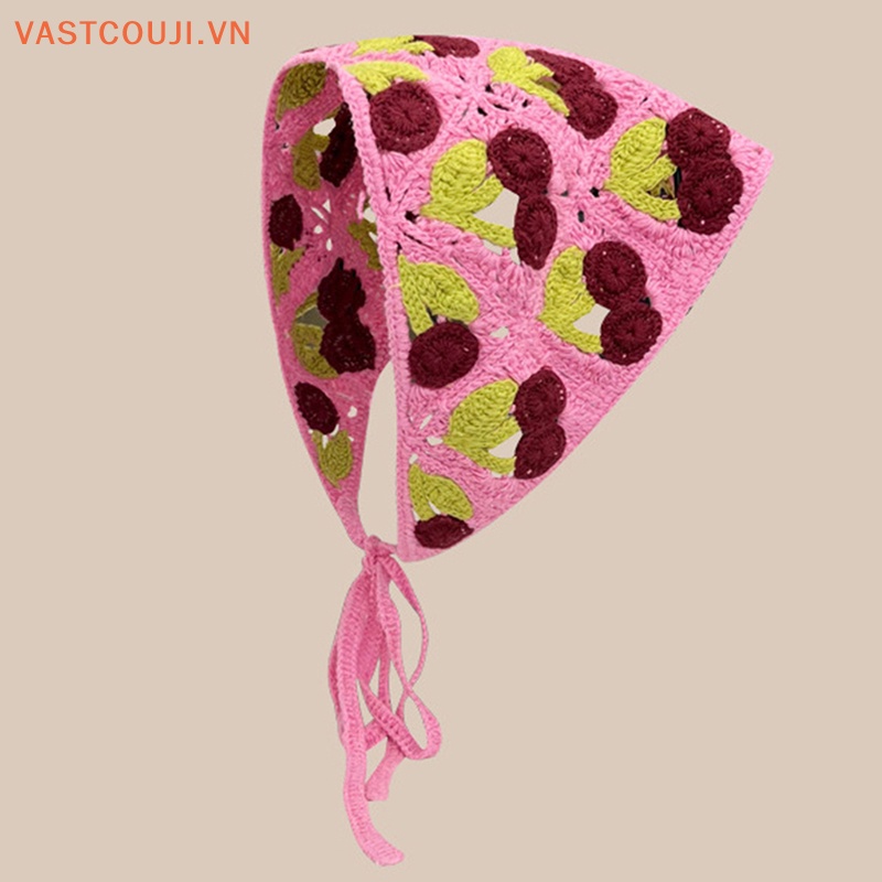 Khăn Quấn Đầu Đan Móc Thủ Công Hình Tam Giác Rỗng Kiểu Hàn Quốc Dễ Thương