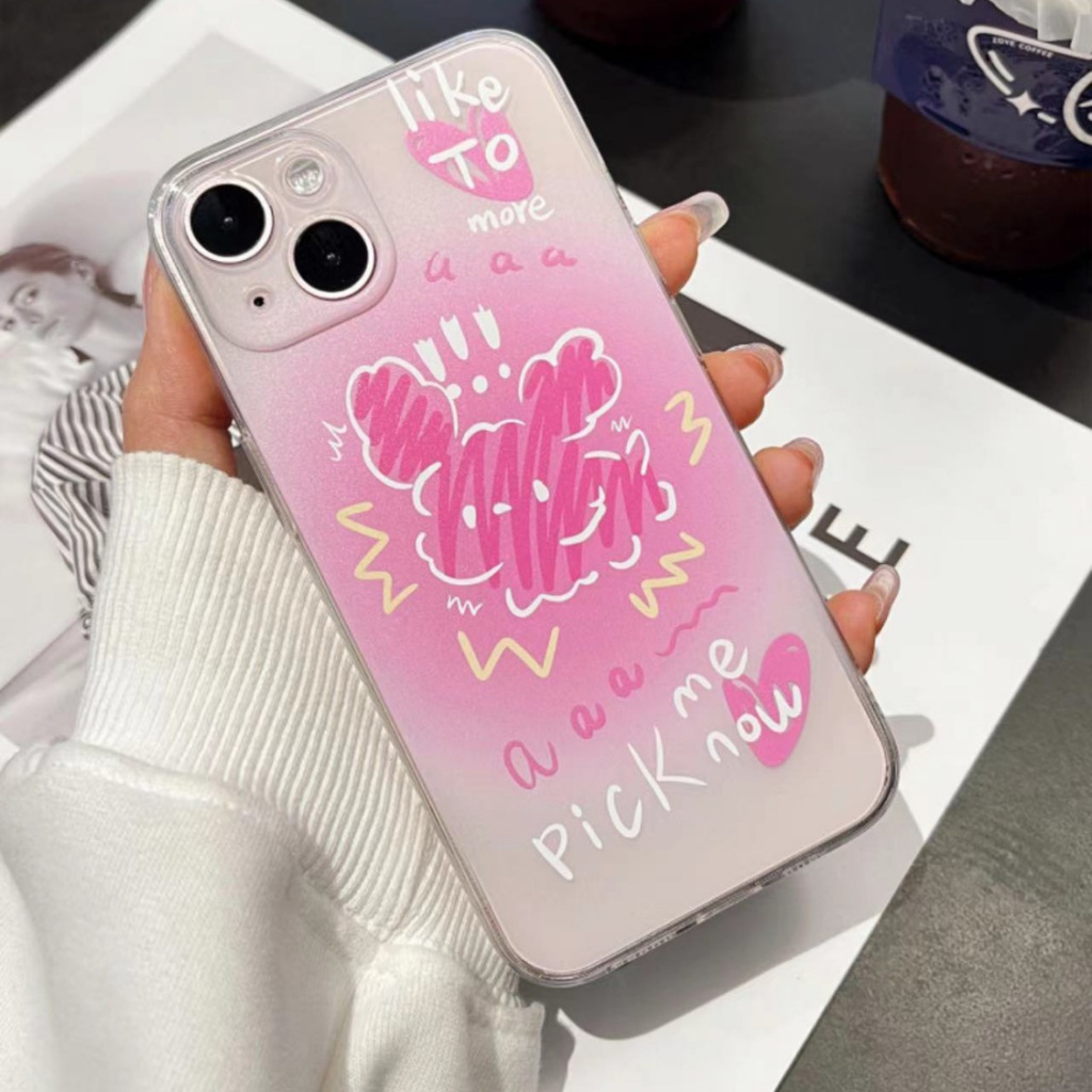 ✅Ốp Điện Thoại Màu Hồng Trong Suốt Hình Chú Chó Cho Iphone 12 promax 13Pro 1114 1ECL