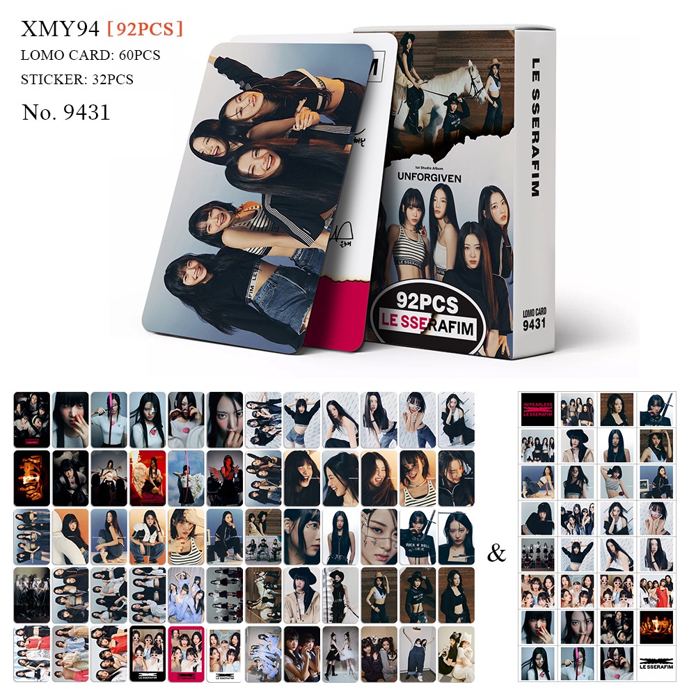 KPOP LE SSERAFIM Album UNFORGIVEN Photocard LESSERAFIM Lomo Card 92pcs/box