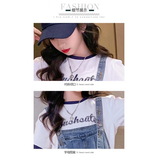 Set Áo Thun Cotton + Váy Yếm Denim Thời Trang Hè 2023 Cho Bé Gái 5-6 - 7-8 - 9-10 - 12-13 - 14-15 Tuổi