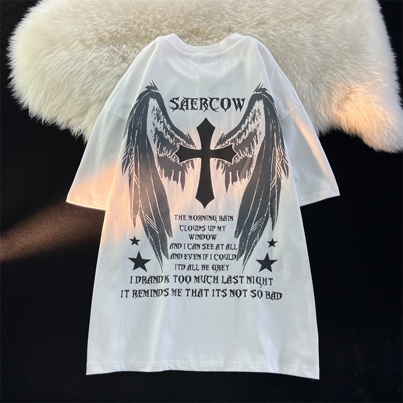 Áo Thun Cổ Tròn In Hình Cánh Quạt Phong Cách Mỹ Thời Trang Mùa Hè Hàng Mới Dành Cho Bạn Nữ