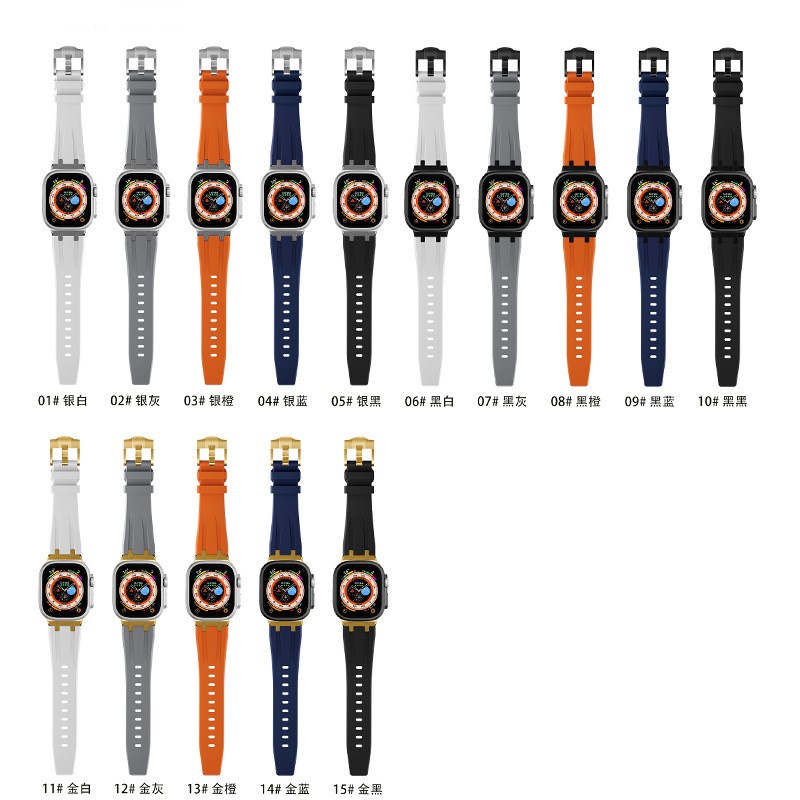 Dây Đeo Bằng Silicon + PC Sang Trọng Cho iWatch 8 7 6 5 4 3 Ultra 42mm 44mm 45mm 49mm