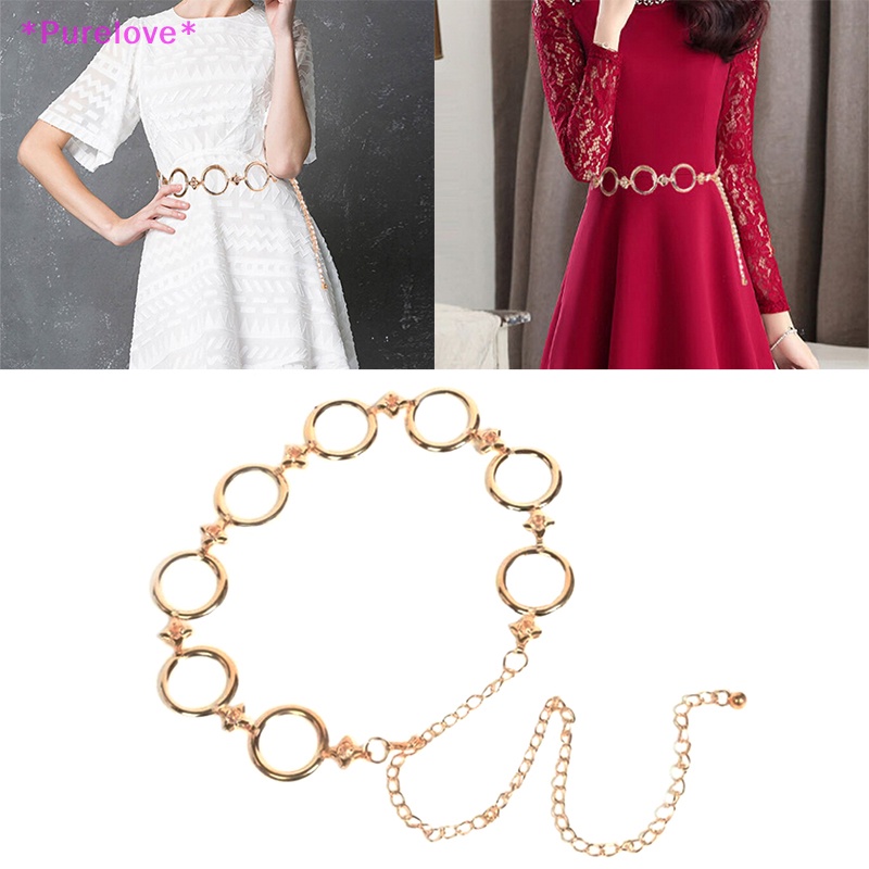 Thắt Lưng Dây Xích Bằng Kim Loại Màu Vàng Thời Trang Dành Cho Nữ Mới