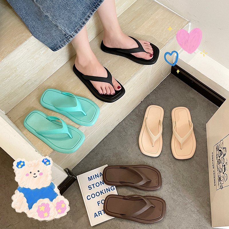 Dép Kẹp Màu Trơn Đơn Giản Thời Trang Mùa Hè Cho Nữ