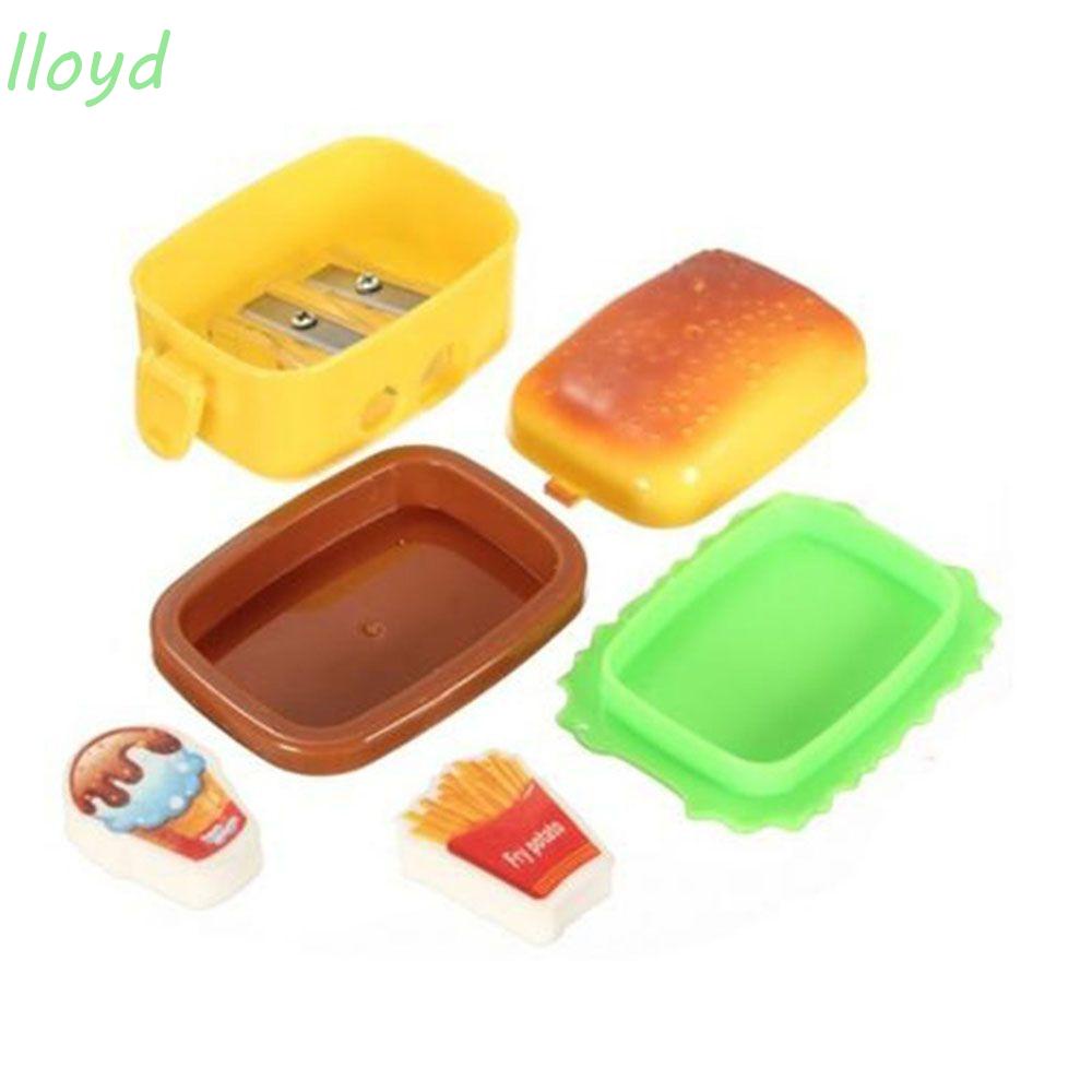 Bút Chì 2 Lỗ Kèm Gôm Tẩy Hình Hamburger Dễ Thương Chất Lượng Cao