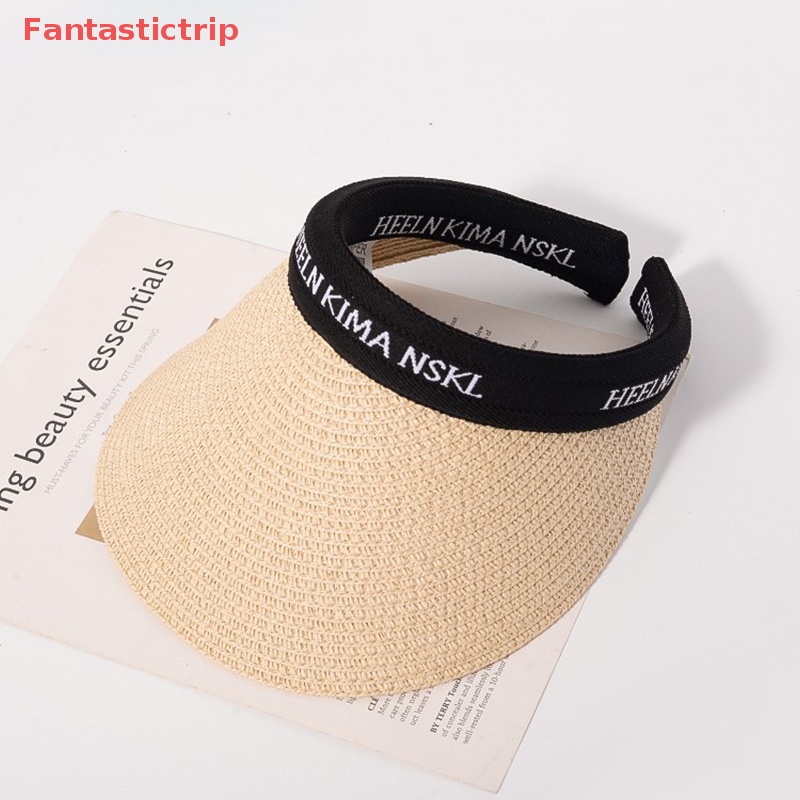 [Fantastictrip] Mũ Cói Chống Nắng / Tia UV Hở Chóp Gấp Lại Được Hợp Thời Trang Đi Biển Du Lịch Dành Cho Nữ Mới