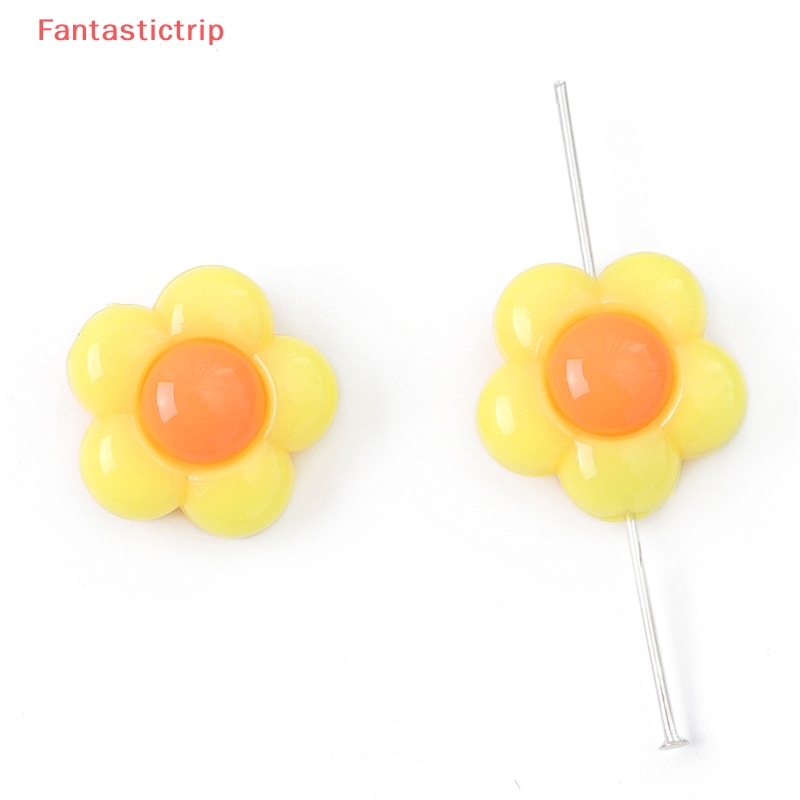 Set 20 / 40 Hạt Xỏ Lỗ Hình Hoa Bằng Acrylic Nhiều Màu Sắc Dùng Để Làm Đồ Trang Sức Thủ Công