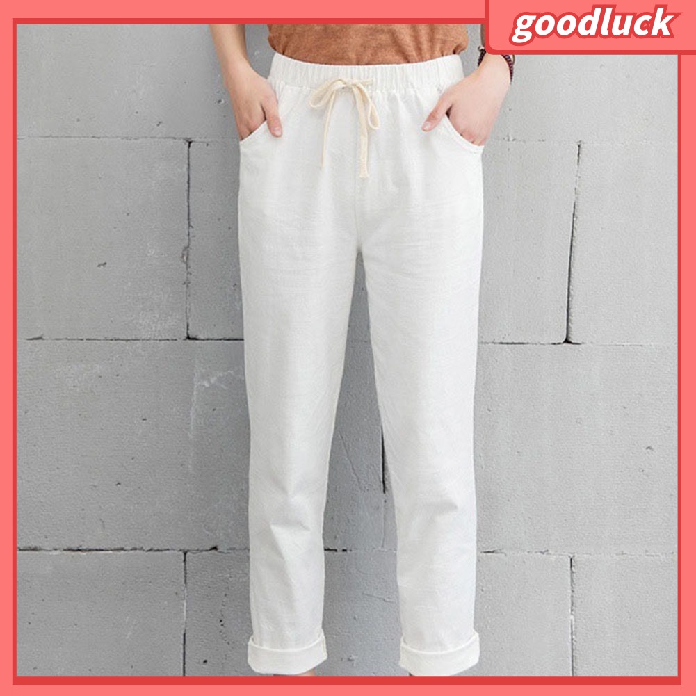 Thắt Lưng Dây Rút Bằng Cotton Co Giãn Màu Trơn Dành Cho Nữ