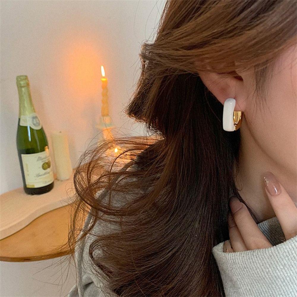 Khuyên Tai Hợp Kim Hình Vuông Đơn Giản Thời Trang VANES1 Phong Cách Retro Hàn Quốc Dành Cho Nữ