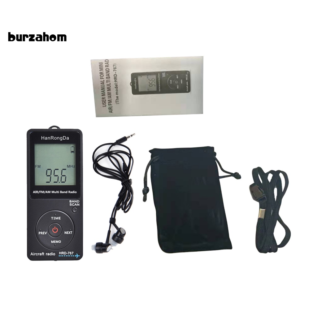 Radio Kỹ Thuật Số Mini Bur HRD-767 Màn Hình LCD Có Tai Nghe FM / AM / AIR Tiện Dụng Mang Theo Du Lịch