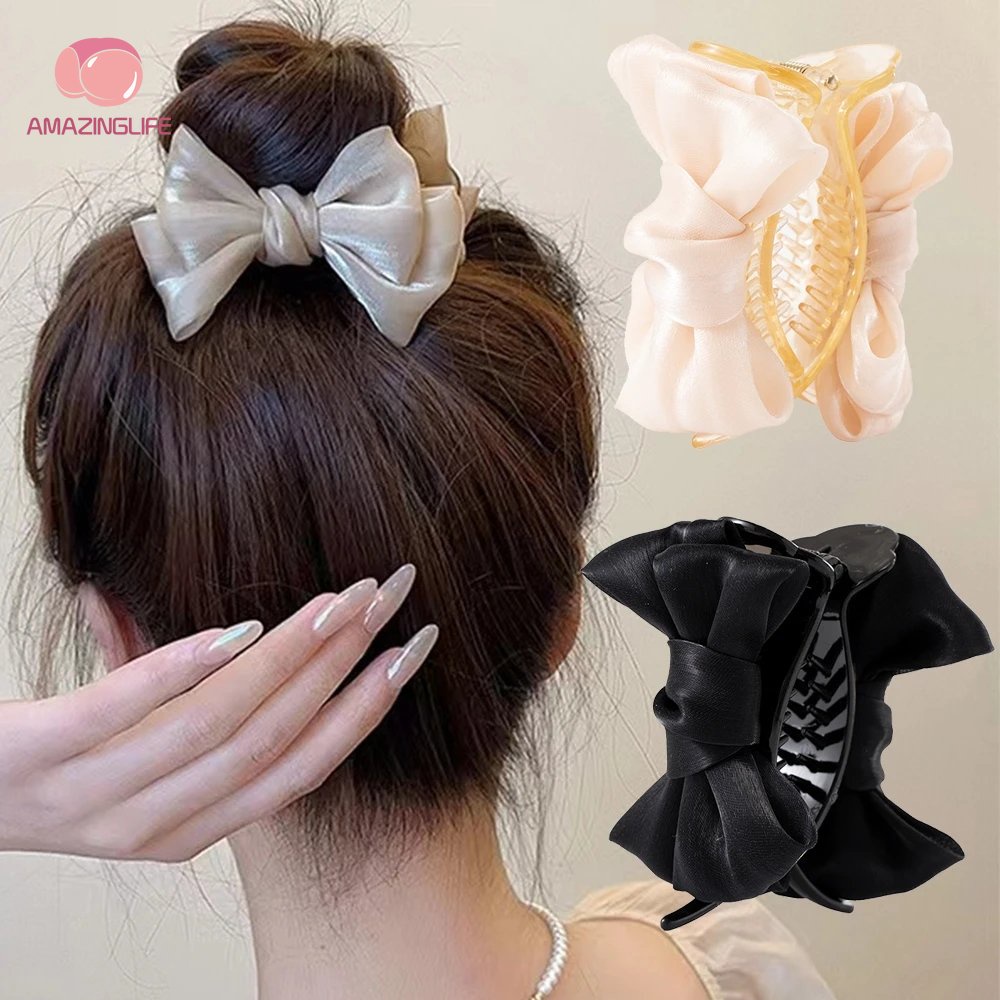 Kẹp Tóc / Kẹp Tóc Đuôi Ngựa Hình Nơ Vải Tuyn Cỡ Lớn Phong Cách INS Ngọt Ngào Cho Nữ