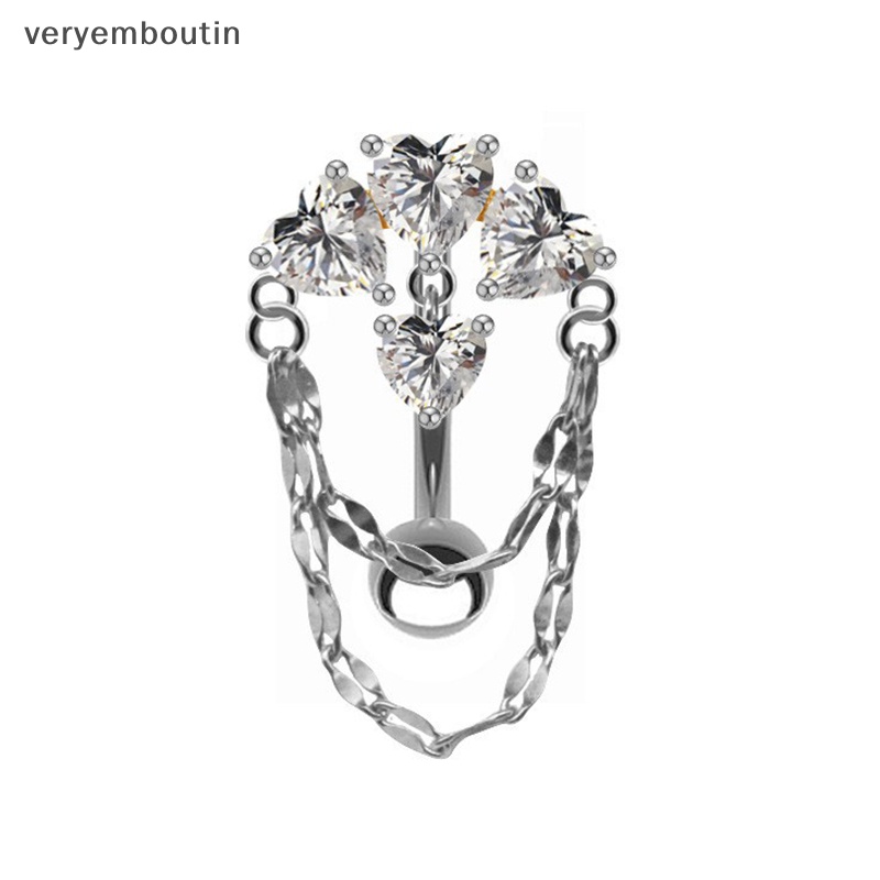 Khuyên RốN HìNh Tim ĐíNh Đá BằNg ThéP Không Gỉ