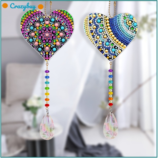 Cr Set 2 Mặt Dây Chuyền Hai Mặt Bằng Acrylic Đính Hạt Cườm Diy