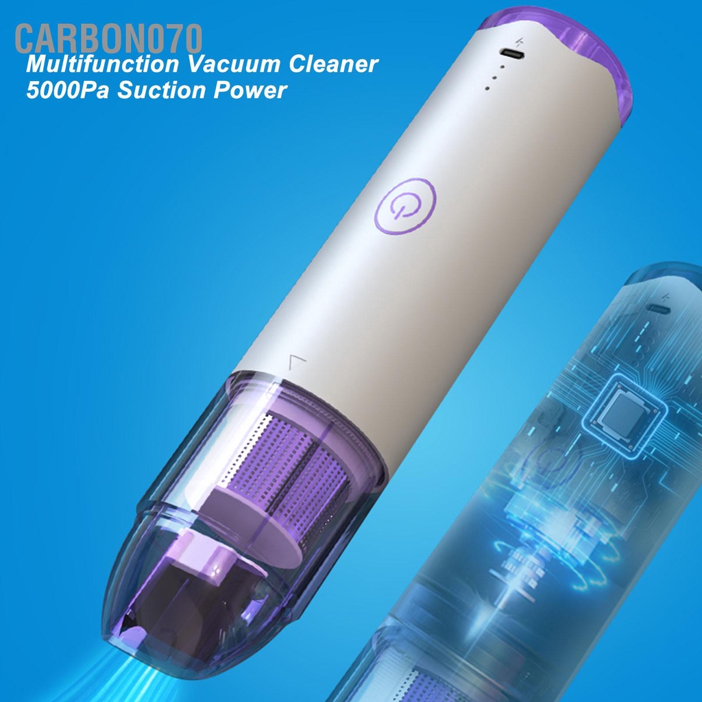 Carbon070 Máy Hút Bụi Ô Tô Không Dây Di Động Công Suất Cao 5000Pa Bơm Hơi Kép Sử Dụng Cầm Tay Mini