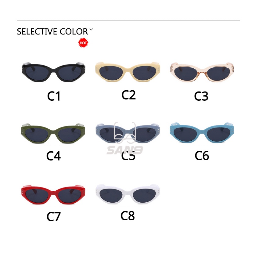 Kính Mát Mắt Mèo Khung Hẹp Chống Tia UV Phong Cách Retro Mẫu Mới 2023 Cho Nữ