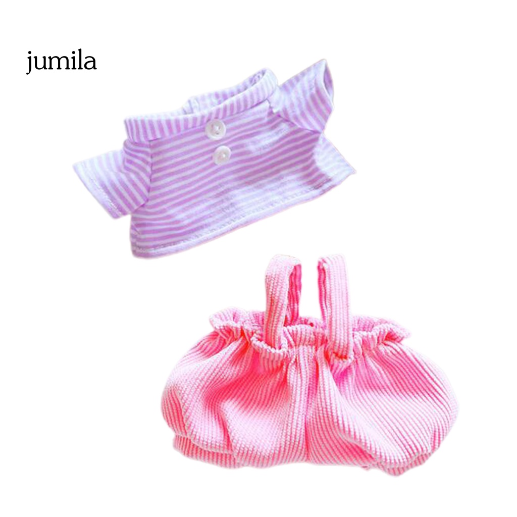 [JU] Áo Thun Kẻ Sọc Kèm Quần Yếm Búp Bê Hình Thỏ Chi Tiết