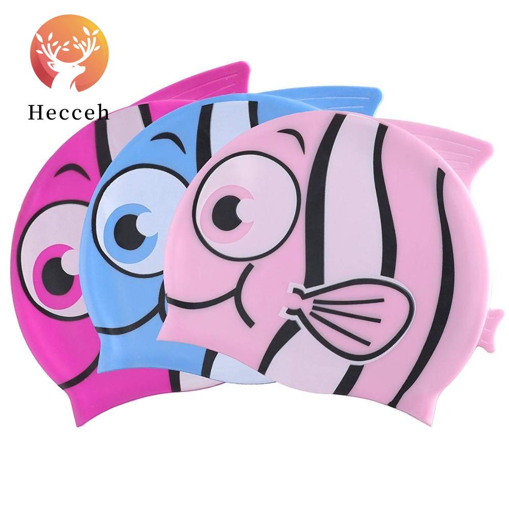 Mũ Bơi Chất Liệu Silicone Co Giãn Họa Tiết Hoạt Hình Cho Bé