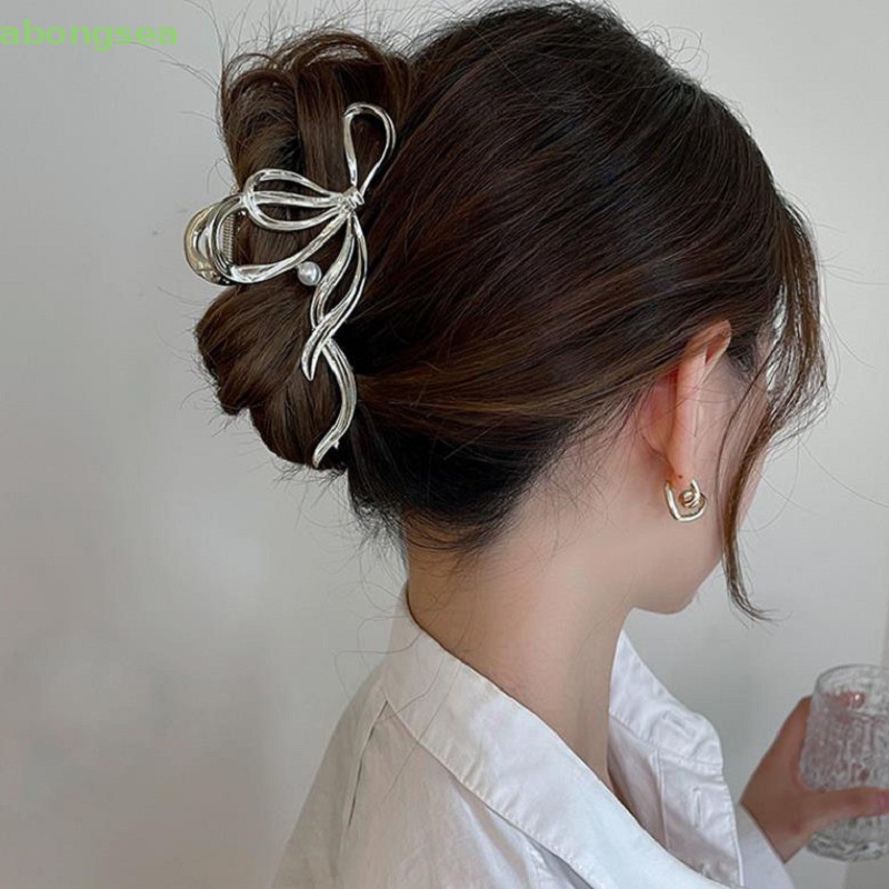 Kẹp Tóc Đính Ruy Băng Màu Vàng / Bạc Thời Trang Cho Nữ