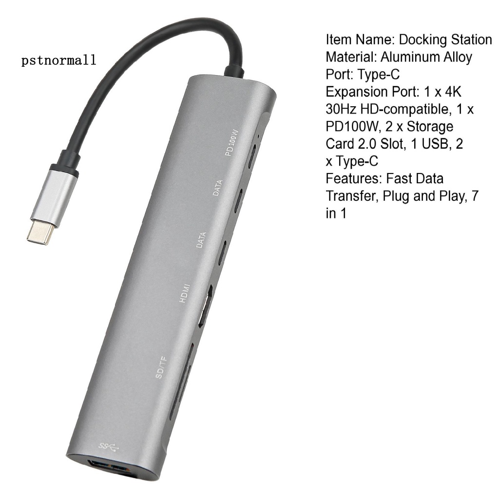 Hub Chia Cổng USB Type-C 7 Trong 1 Cho Máy Tính