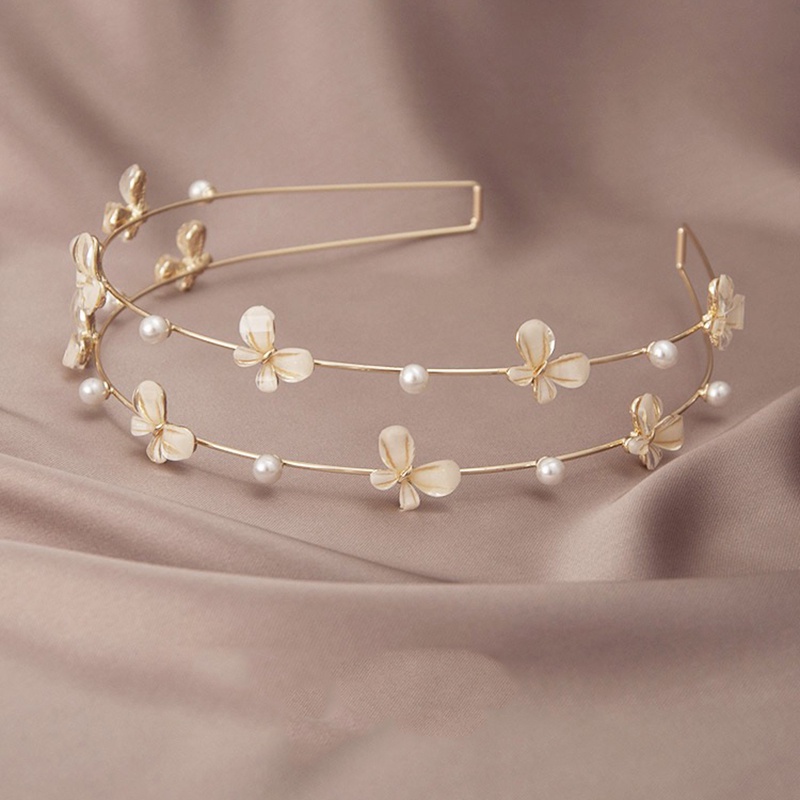 Băng Đô Tóc Hai Lớp Bằng Hợp Kim Hình Bướm Đính Ngọc Trai Thời Trang Dành Cho Nữ CHLINS