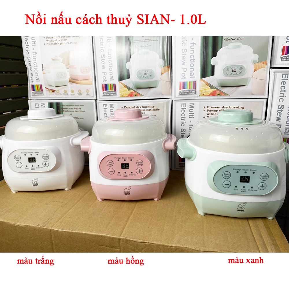 Nồi nấu cháo chậm SIAN 1.0L nồi nấu cháo cho bé ninh xương chưng yến hầm cách thủy đa năng.
