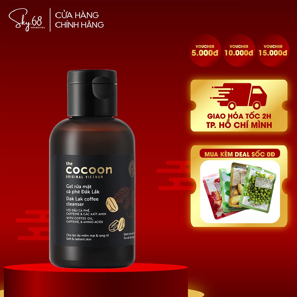 Gel rửa mặt cà phê Đắk Lắk COCOON cho làn da tươi mới 140ml