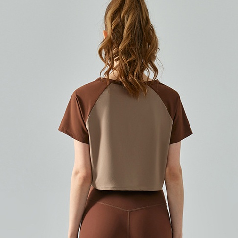 Áo Croptop Thể Thao Tay Ngắn Màu Sắc Tương Phản Thời Trang Cho Nữ
