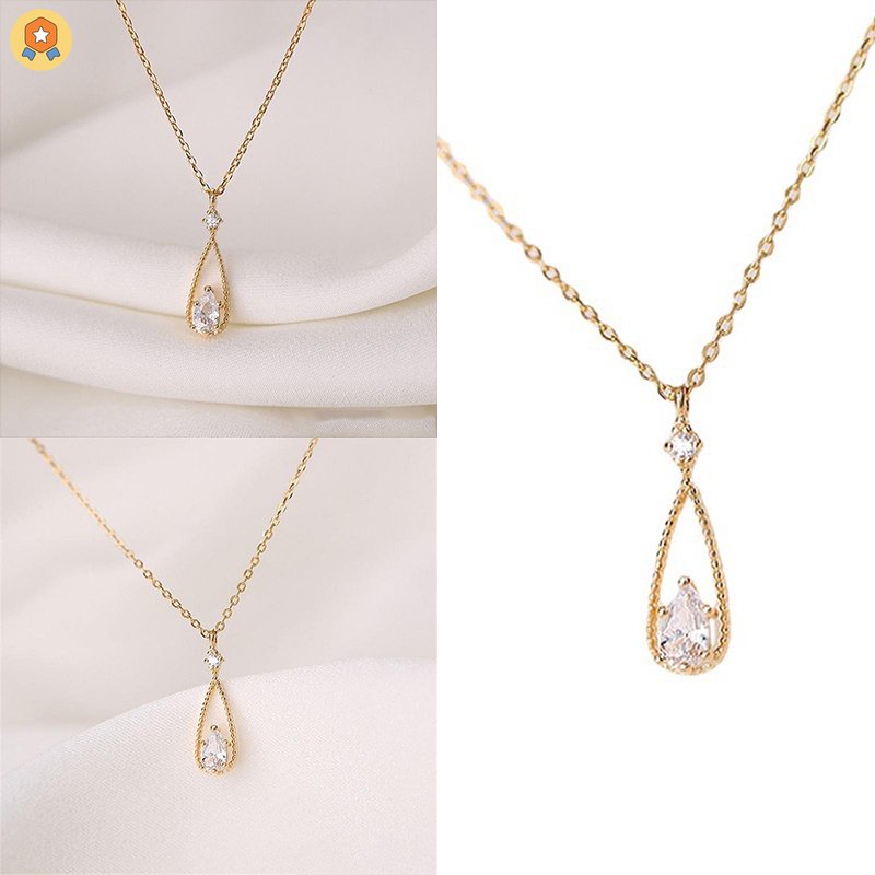 Vòng cổ Đính Đá Zircon Hình Giọt Nước Thiết Kế Đơn Giản Thời Trang HYJP2