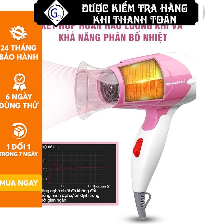 Máy sấy tóc G01 1400W 2 chiều nóng lạnh công suất lớn có thể gấp gọn bảo hành 24 tháng