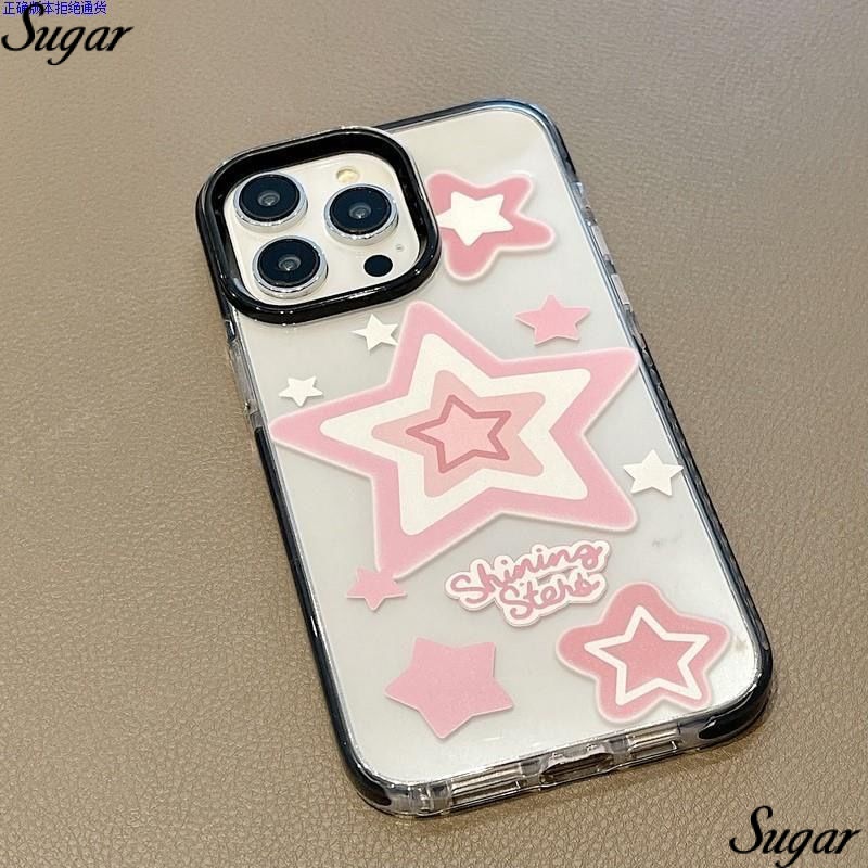 ✅Ốp Điện Thoại Họa Tiết Ngôi Sao Năm Cánh Màu Hồng Đơn Giản Kiểu Nhật Hàn Cho iPhone14promax 14
