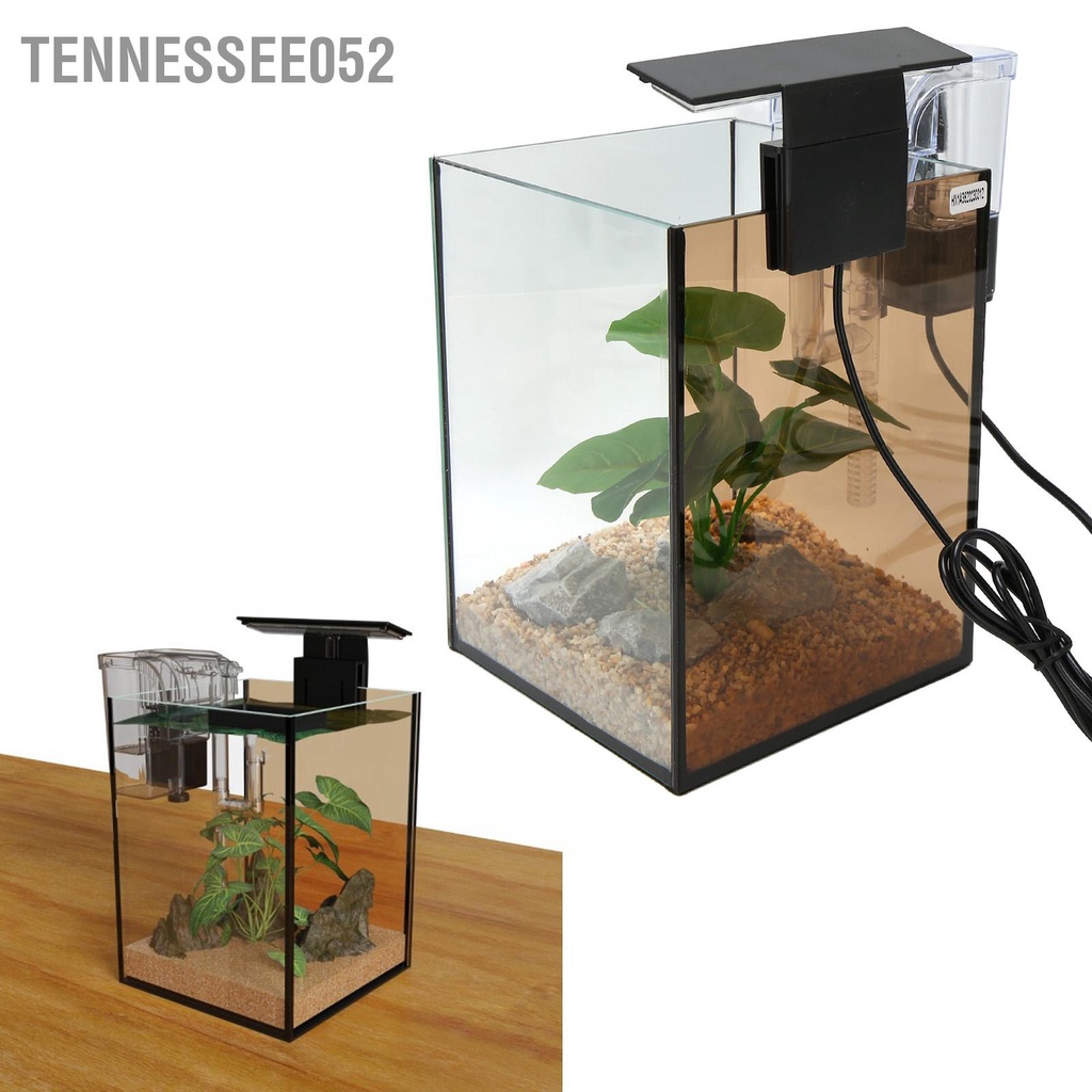 Tennessee052 Bộ Bể Cá Sáng Tạo Đa Năng Nhỏ Khởi Đầu Có Bơm Lọc Đèn LED Kẹp Trang Trí Máy Tính Để Bàn
