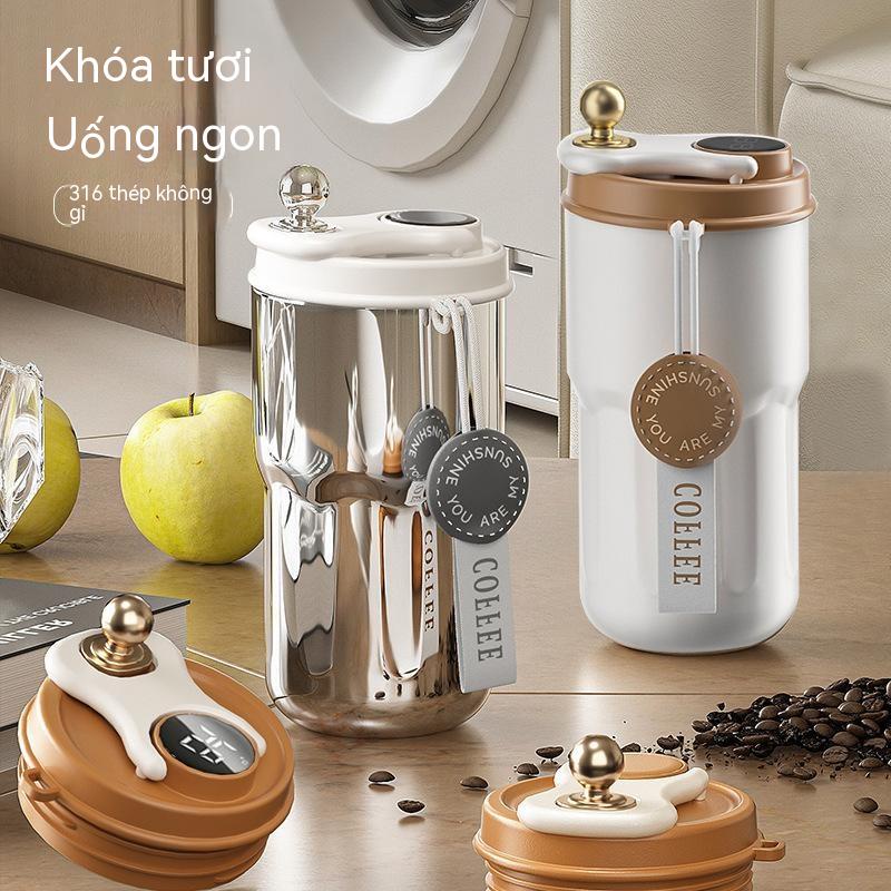 Bình giữ nhiệt inox 316 cốc cà phê cốc cầm tay nhiệt độ thông minh cốc nước cầm tay dung tích lớn 450ml bình nước
