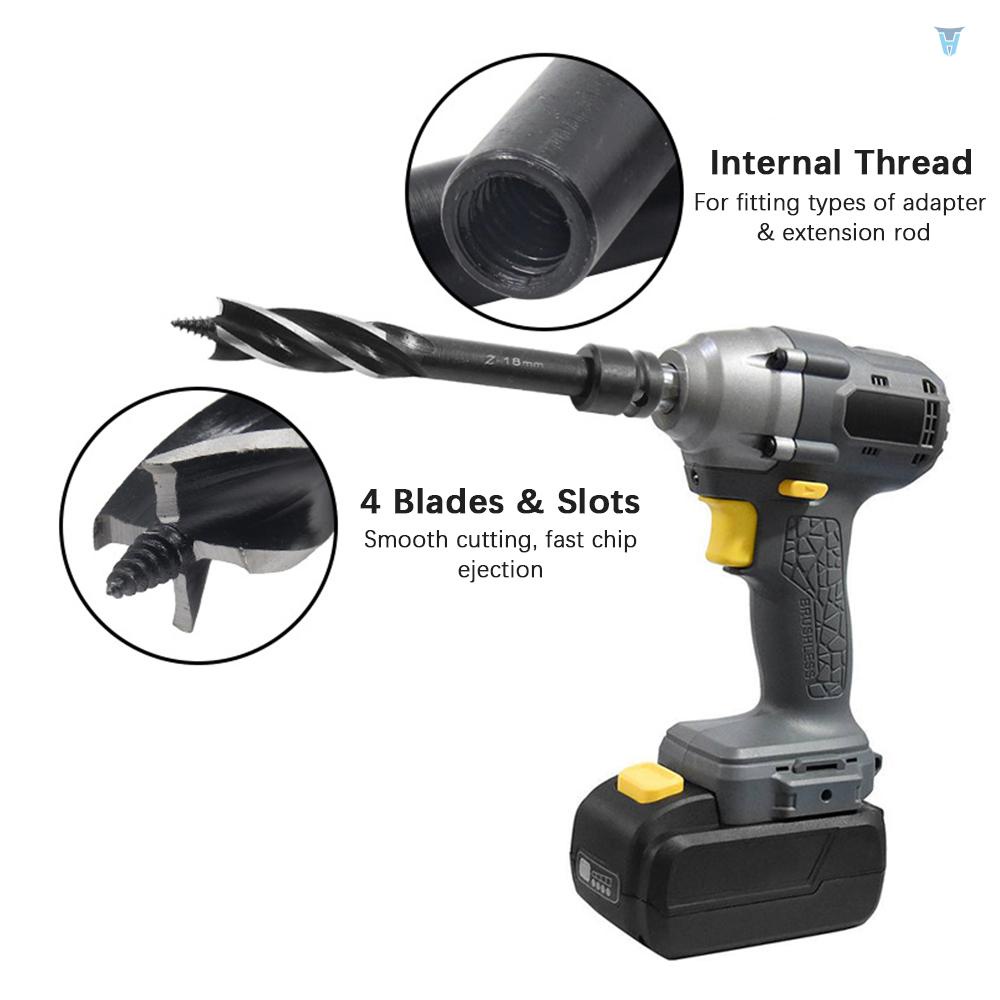 Bộ 3 Mũi Khoan Gỗ Dài 4 Mũi Khoan Lỗ Bằng Thép Carbon Chất Lượng Cao Kèm 2 Đầu Chuyển Đổi