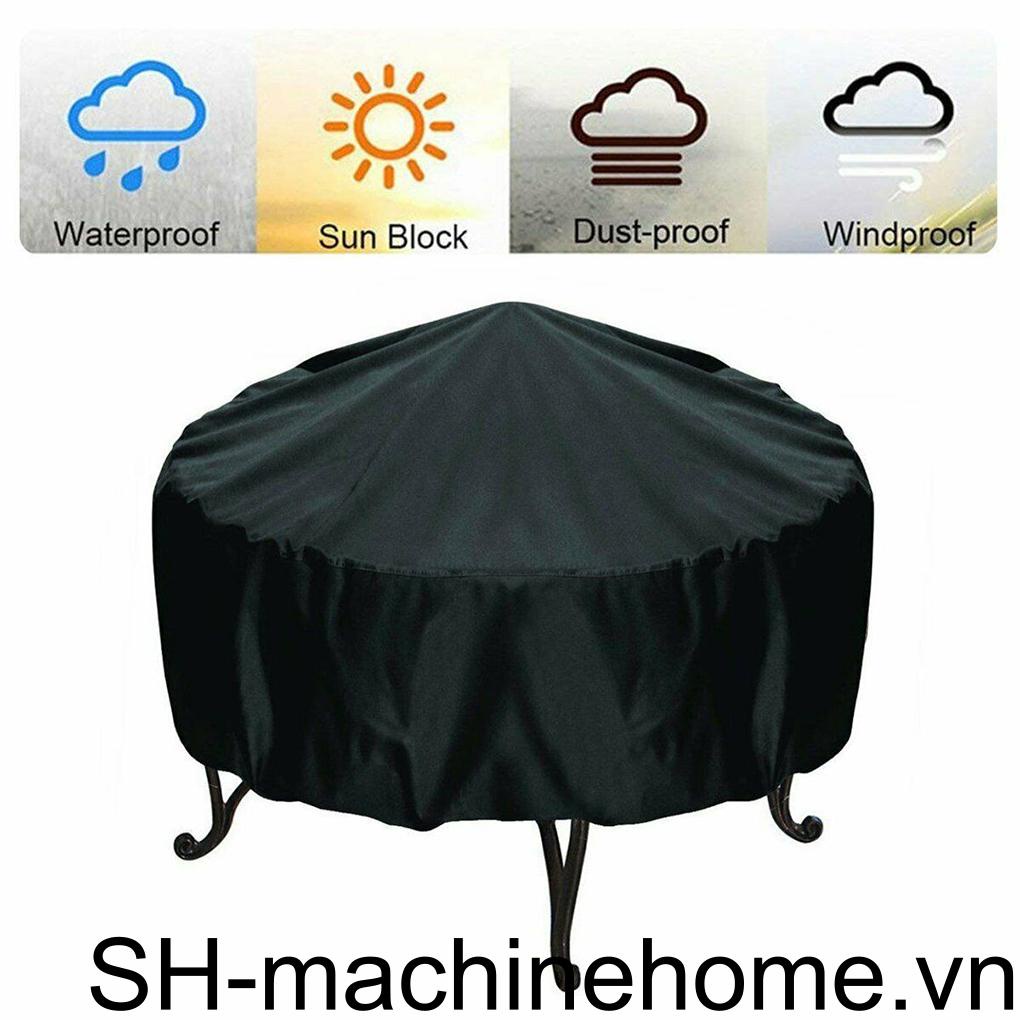 Vỏ Bọc Bếp Nướng BBQ Hình Tròn Bằng Vải Oxford Chống Gió / Bụi / Nước Màu Trơn