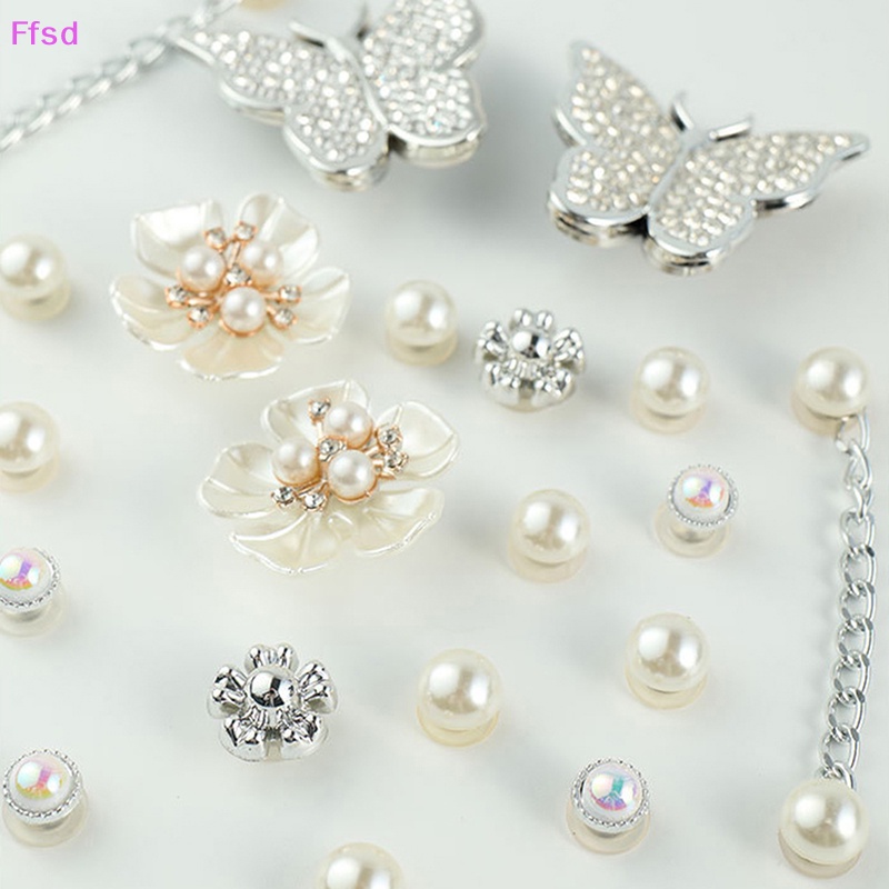 {Ffsd} 1 Bộ Phụ Kiện Giày Croc Hình Bướm Đính Đá Ngọc Trai Có Thể Tháo Rời Trang Trí Giày Quà Tặng Cho Trẻ Em * Hàng Bán Chạy